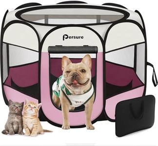 Dog Cat Playpen Indoor Outdoor for Puppy Pet Dogs Cat Travel and Recovery After Surgery, Dogs Enclosure Tent Crates Cage Indoor/Outdoor, Portable Pop Up Dog Kennel with Carrying Case(Pink, Medium)