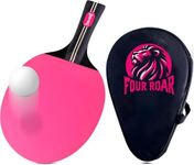 FourRoar | Pink 7-Layer Ping Pong Bat | Ping Pong Racket for Players of All Levels | Includes 1 Bag to Store the Paddle and 1 Ball