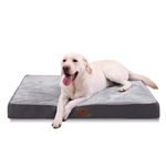 Jaspuriea Large Orthopedic Dog Beds Washable with Waterproof Removable Cover, Extra Large Dog Bed with Anti-Slip Bottom, Deluxe Flannel Comfy Dog Crate Mattress, Grey, 105x70x10cm