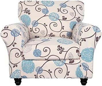 SearchI Stretch Sofa Cover Printed Couch Covers, Floral Pattern 2 Piece Armchair Slipcover with Separate Chair Cushion Cover, Washable Furniture Protector for Living Room(Armchair, Ball Flower)