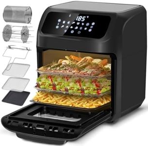 LLIVEKIT 12L Large Air Fryer Oven, 1800W Family Size Digital Air Fryer with Rotisserie, Dehydrator, 12 Presets, 90 Minutes Timer, Preheat & Reheat Oil Less for Fry Roast Bake Grill (21 Recipes)
