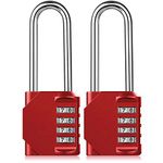 Combination Padlock Heavy Duty Lock - 2 Pack BeskooHome 6.5cm Long Shackle Lock 4 Digit Resettable Combination Lock for School, Gym, Outdoor Shed Locker, Hasp Cabinet, Gate (Red)