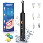 Tooth Polisher Electric,Teeth Cleaning Kit Multifunctional for Plaque Stain Removal Yellow Teeth,with 6 Brush Heads & 4 Modes & 3 polishing Paste, IPX6 Waterproof,LED Light