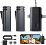 3-in-1 Wireless Lavalier Microphone with AI Noise Reduction for iPhone 15/14/13/12/11, Android, Cameras - 12H Battery Mini Microphone, Plug and Play Wireless Microphones for Vlog/YouTube/TikTok/Live