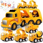 Nicmore Construction Truck Toddler Toys Car: Toys for 2 3 4 Year Old Boy 5 in 1 Carrier Toys for Kids age 2-3 2-4 3-5 | 18 Months 2 Year Old Boy Christmas Birthday Gifts