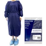 BORNOVA Disposable Medical Patient Gowns PPE Isolation Smocks Disposable gown hospital gown Dental gowns patient gown Dark Blue Fluid-resistant Non-sterile dental gowns 25 GSM / 10 PCS