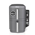 Ninja Double Stack XL Air Fryer, Vertical Dual Drawer AirFryer with 4 cooking levels, 2 Drawers and 2 Racks, Space Saving Design, 9.5L Capacity, 6 Cooking Functions, 8 Portions, Grey, SL400UK