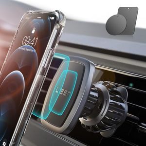 LISEN Handyhalterung Auto Magnet 2025 Upgraded Clamp Handyhalter Auto Zubehör Lüftung KFZ Handy Halterung mit 6 Starke Magnet 2 Metallplatte, Kompatibel für iPhone Samsung Huawei Smartphone