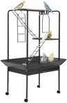 GarveeLife Bird Stand, 64'' H Inch Finch Play Center, Birds Activity Center w/Rotated Ring, Perches, Ramp and Ladder, Removable Tray, Lockable Caster, for Macaw and Parakeet