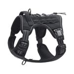 TruBest Tactical Dog Harness | Body Belt for Large Dog | Military Dog Vest | No Pull Adjustable Reflective | Dog Training Walking Pet Harness (Large, Black)