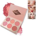 Multicolour Lasting Brightening Glow Blush Powder 3 In 1 Blush Highlighter Eyeshadow Makeup Sweat-Resistant Non-Greasy Shimmery Matte 6 Colors Natural Blusher Palette # A