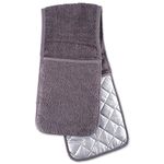 DII Cotton Long Terry Double Oven Mitt, 36" x7.5", Machine Washable and Heat Resistant Baking Glove/Moppine for Kitchen Cooking and Baking-Gray