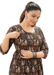 Tanisha Rayon Women's Maternity Feeding Anarkali Kurti (Pre & Post Pregnancy Dress) (Large, Black)