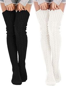 YELAIVP Women's Cable Knitted Thigh High Boot Socks Extra Long Winter Stockings Over Knee Leg Warmers