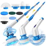 Electric Spin Scrubber,Cordless Cleaning Brush,Shower Cleaning Brush with 9 Replaceable Brush Heads, Power Scrubber 2 Speeds,Adjustable & Detachable Long Handle, for Bathroom, Kitchen Cleaning