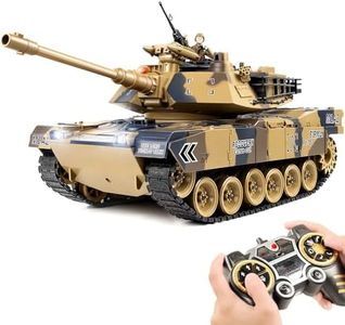 DBshoot 1/18 Remote Control Tank, US M1A2 2.4GHz RC Tank with Smoke & Sound & LED Lights, Water Bombs, Army Tank Toys for Adult and Kid, 60 Minutes Playing Times, Fring Water Bombs & BBS