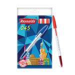 Reynolds 045 - RED (PACK OF 10) | Ball Point Pen Set With Comfortable Grip | Pens For Writing | School and Office Stationery | Pens For Students | 0.7 mm Tip Size