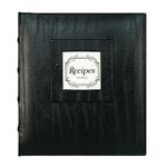 C.R. Gibson Bonded 3 Ring Recipe Book with Tabbed Dividers and Sheet Protectors, 8.94' x 9.38', Black Leather