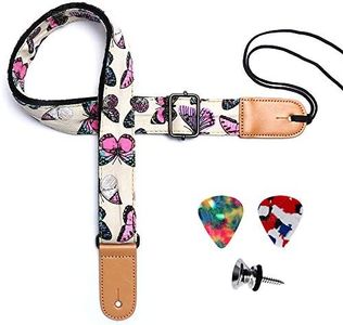 Eyeshot Ukulele Strap, Adjustable Hawaiian Denim Print Ukulele Shoulder Strap, Suitable for Soprano Concert Tenor Baritone String Instruments