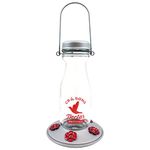 More Birds Hummingbird Feeder, Glass Hummingbird Feeders, 5 Feeding Stations, 18-Ounce Nectar Capacity, Jersey Cow Milk Bottle