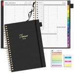 EMSHOI 2025 Appointment Book 8.5 x 11, 30-Minute, A4 Weekly and Monthly Planner, Daily Hourly Planner, Spiral, PVC Cover, Note Pages, Monthly Tabs, Black (Note: Wed was misspelled as Web)