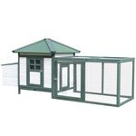PawHut Chicken Coop with Chicken Run, Outdoor Hen House Poultry Cage with Nesting Box, Openable Top, 196 x 76 x 97cm, Green