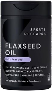 Sports Research Extra Strength Flaxseed Oil Softgels 1242mg - Plant Based Omega-3 Fish Oil Alternative for Women & Men - Non-GMO Verified, Soy & Gluten Free (200 Count)