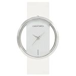 Joker & Witch Leather Minimal Transparent Dial White Pu Analogue Watch For Women