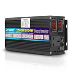 LVYUAN 2500W/5000W Power Inveter DC 12V to 240V Converter mit 2 LED, UK Socket and USB Ports