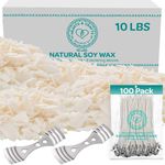 Hearts & Crafts Natural Soy Wax - Candle Making Wax Supplies - 4.5kg Soy Wax for DIY Candle Making with 150 15cm Pre-Waxed Candle Wicks and 2 Metal Centering Devices - Soy Wax Flakes