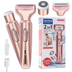 Electric Razors for Women, Electric Shaver for Women, Painless 2 in 1 Hair Trimmer for Face Eyebrow Mustache Beard Arm Leg Armpit Bikini, Cordless Portable Rechargeable Hair Clipper Wet & Dry