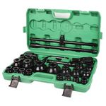 VICBAS 3/4 Inch and 1-Inch Drive Socket Set,26-Piece Metric Size (21-65mm) Jumbo Impact Socket Sets,6 Point, Cr-V,Includes 3/4" to 1" Adapter,Ratchet Wrench, 500m Sliding Bar and Storage Case