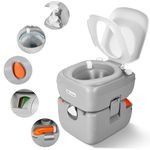 YITAHOME Portable Toilet 5.8 Gallon, Travel RV Potty with Level Indicator, T-Type Water Outlets, Anti-Leak Handle Water Pump, Rotating Spout, for Camping, Boating, Hiking, Trips