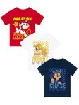 Paw Patrol 3 Pack Boys' T-Shirts | Chase, Rubble and Marshall T-Shirt | Summer Shirts for Boys | Boys Multipack T Shirts | Multicolour 3-4 Years