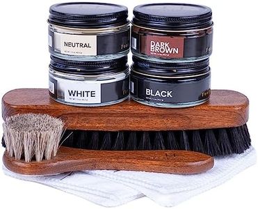 FootFitter Shoe Shine Detailing Set - Horsehair Brushes, Shoe Cream or Polish, Shine Cloth & Tin! Everyday Shoe Care Kit