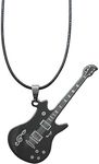 Guitar Gifts Necklace for Men Women Black Bass Guitar Necklaces for Grandson Guitar Player Bass Guitar Necklace Accessories Gifts for Boys Girls Electric Guitar Necklace