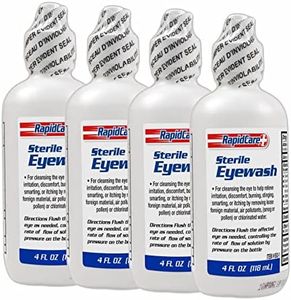 Rapid Care First Aid 652-4 Sterile Saline Isotonic Eye Wash Solution 4 oz, FDA Compliant, Pack of 4, Red, White & Blue