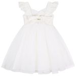 ROYLAMP Toddler Girls Tulle Tutu Dress Ruffle Sleeveless Wedding Flower Girl Princess Dresses White Lace & White Mesh 9-10 Years