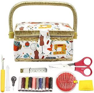 Flrhsjx Sewing Basket with Sewing Kit Accessories,Small Sewing Organizer Box with Supplies DIY Sewing Kit for Kids (Orange)