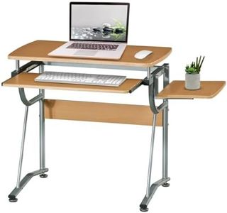 Techni Mobili Compact Computer Desk With Side Shelf And Keyboard Panel, Cherry, 43" x 19.5" x 30"