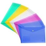 H&S 30pcs A4 Plastic Wallets Folder Foolscap Document Files Popper Wallet Envelope Folders Pockets Clear Green Red Blue Yellow