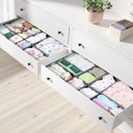 ORLISA 16 Pack Drawer Organiser Set for Hemnes Dressers, Fabric Drawer Dividers & Wardrobe Organisers for Clothes Storage, Underwear, Socks & Baby Clothes, Grey