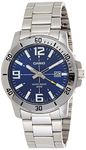 Casio Men's Diver Style Stainless Steel Watch (Model: MTPVD01D-2BV) (Blue Dial), Silver-Tone, Quartz Watch