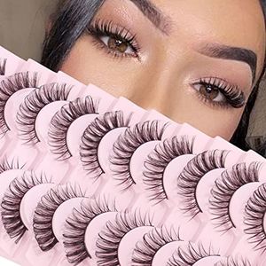 Parriparri Ciglia Finte Naturali 3D russe Ciglia Finte russian strip lashes Cat Eye Fake Lashes Mink Dall'Aspetto Naturale Fatto a Mano Wispy false eyelashes (10 Paia)