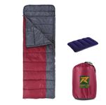 Rocksport Camplite +8 Degree C to +20 Degree C Rectangular Shape Sleeping Bag for Camping, Hiking, Indoor & Outdoor, Warm Sleep Bag l Free Air Pillow & Adventure Pass (Maroon/Grey STR)