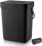 USOR Hanging Kitchen Bin with Lid, 5L Black Hanging Rubbish Bin Food Bin Under Sink Small Kitchen Waste Bins 5L Countertop Compost Bin in The Kitchen Bedroom Bathroom Rv Camper Outdoors