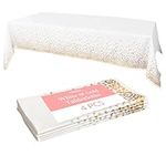 White Plastic Tablecloth - 4 Pack - 54 X 108 | Gold Dot Disposable Tablecloths | Plastic Tablecloth | White Tablecloths | Plastic Table Cover | Gold Tablecloths | Gold Party Decorations