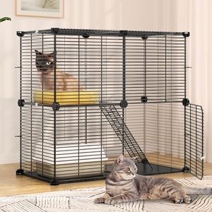 YITAHOME Indoor Cat Cage 2 Tier Kitten Cage, Versatile DIY Playpen for Cats, Small Animals, for Home, RV Travel, and Camping