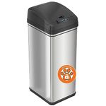 iTouchless 13 Gallon Pet-Proof Sensor Trash Can with AbsorbX Odor Filter Kitchen Garbage Bin Prevents Dogs & Cats Getting in, Battery and AC Adapter (Not Included), Stainless Steel and PetGuard