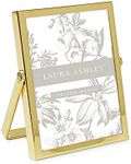 Laura Ashley 2x3 Gold Flat Metal Picture Frame (Vertical) with Pull-Out Easel Stand, Made for Tabletop, Counterspace, Shelf and Desk (2x3, Gold)